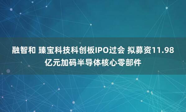 融智和 臻宝科技科创板IPO过会 拟募资11.98亿元加码半导体核心零部件